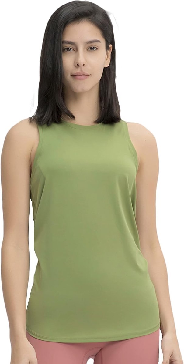 Tanktop voor dames, sporttops, zomer, workout, crossback, loopshirt, mouwloos, bovenstuk, ademend, shirt voor yoga, fitness, gym, training, verpakking van 3 stuks, groen, S