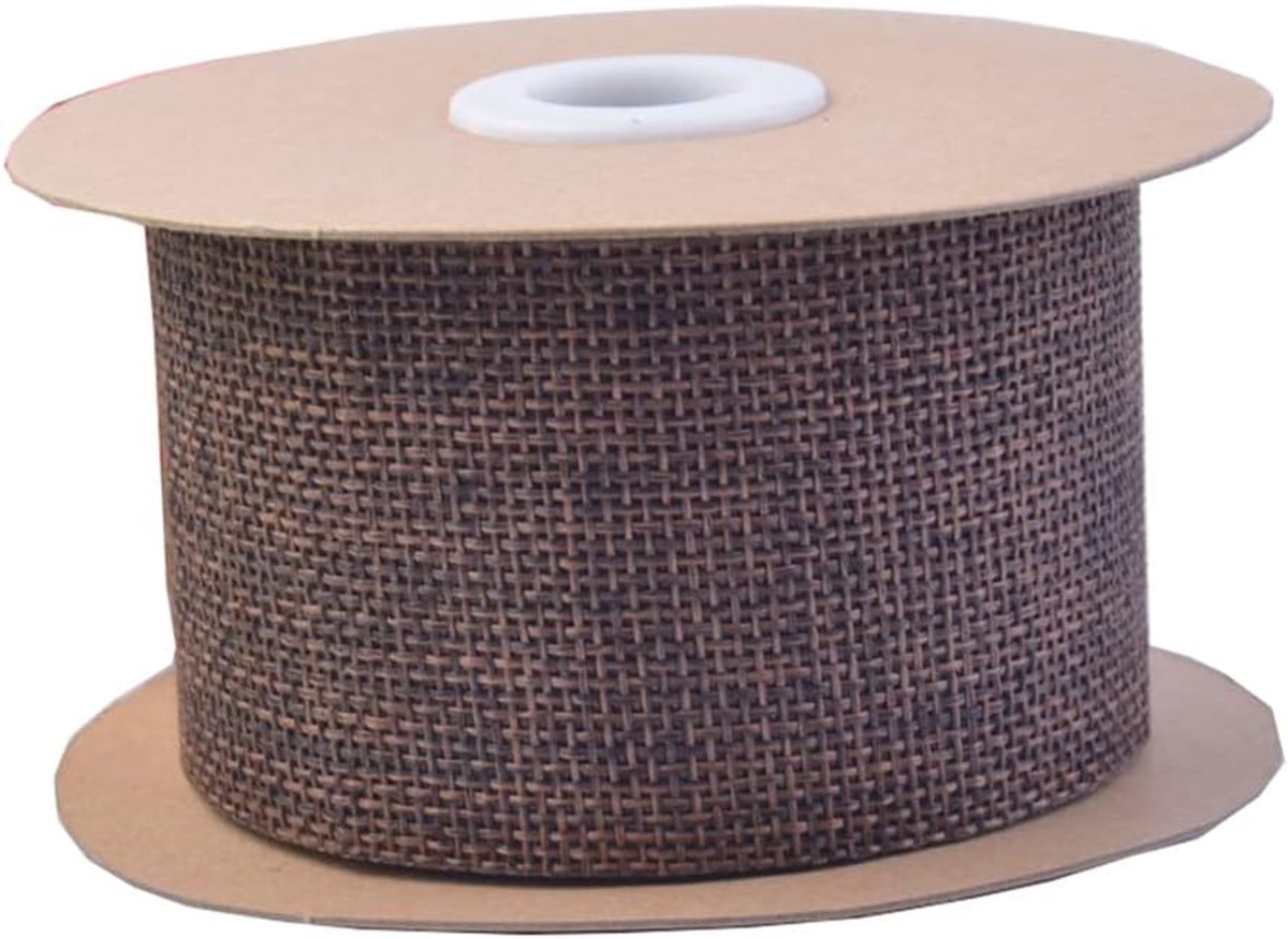 10 m cadeaulint, 5 cm imitatielinnen, jute zijden lint, juteband, boeketlint, decoratielint voor doe-het-zelf handwerk, verpakking, cadeau, bruiloft, Kerstmis, knutselen, bruin