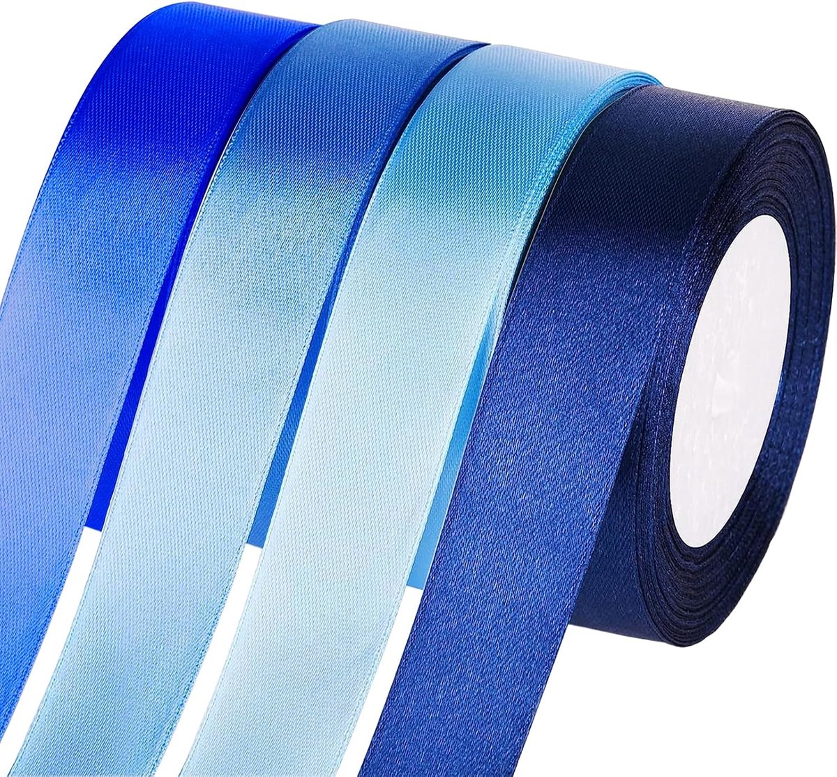 blauw, 25 mm x 22 m satijnen lint, 4 rollen, bruiloft- en verjaardagscadeaus, decoratie