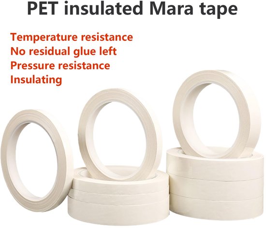 Isolatietape, 10 mm x 66 m Positioneringstape Mylar Tape, Zelfklevend Tape voor Whiteboard, Etiket, Decoratie, Wit — afbeelding 4