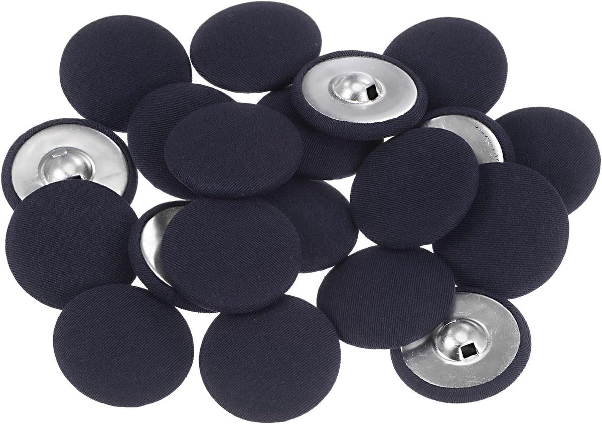 Knopen om op te naaien, 30 mm, ronde knopen met metalen schacht voor kleding, blouses, marineblauw