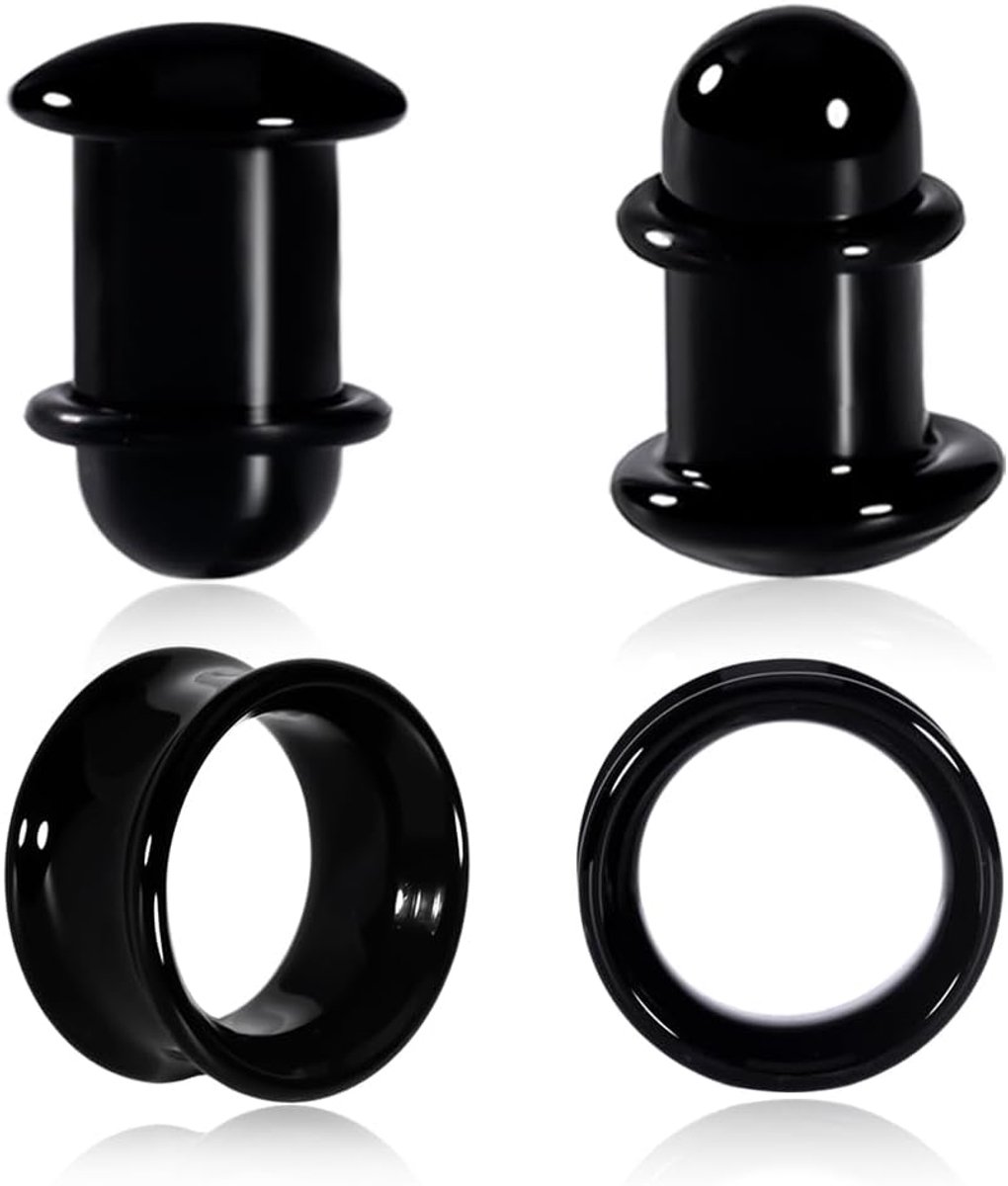 Oortunnels vleespluggen 2 paar expander meters brancard basic glas mode piercing lichaamssieraden voor mannen vrouwen 8 mm tot 16 mm