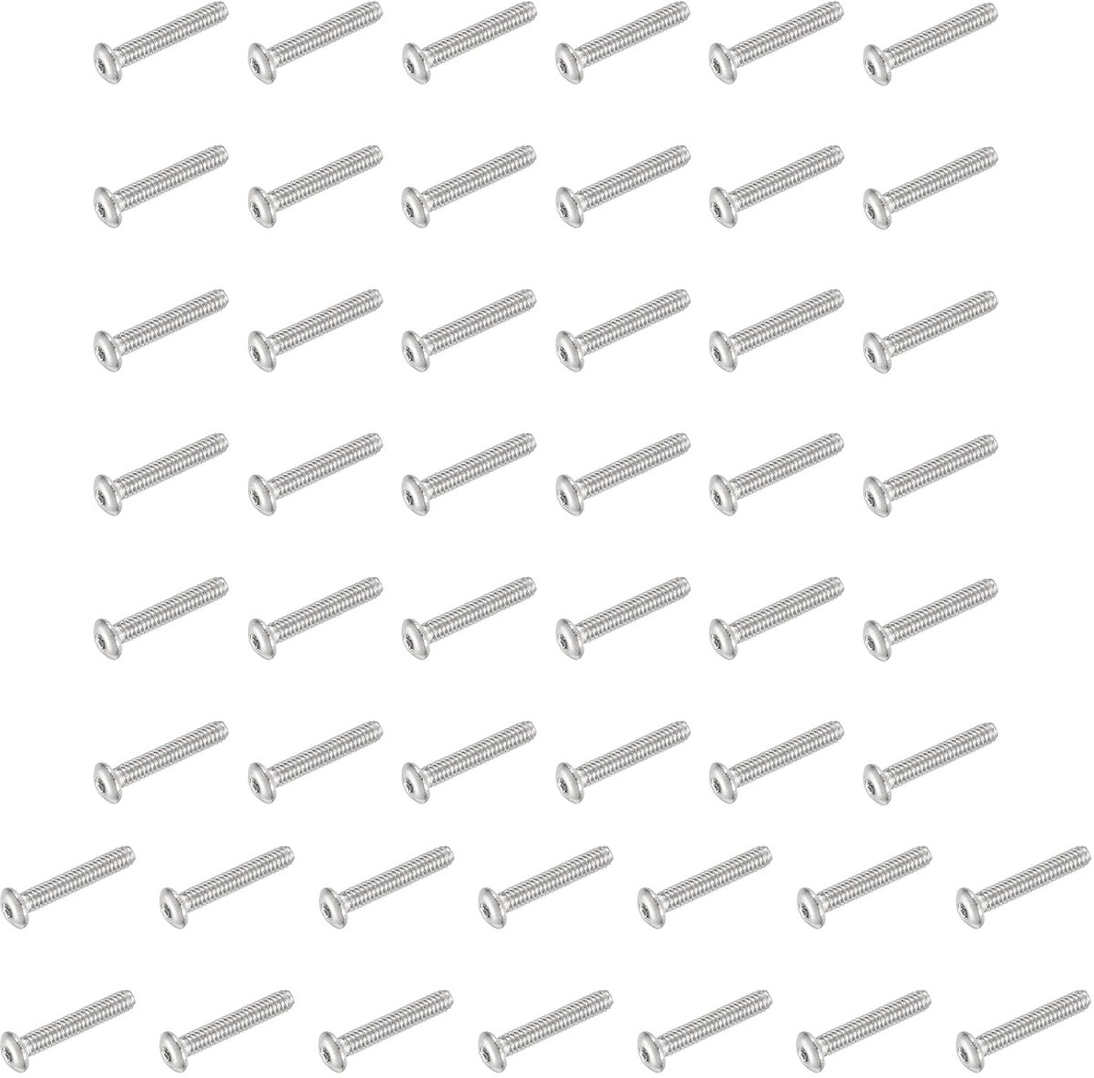 Kopschroeven met knop, 100 stuks #2-56 UNC x 1/2 inch, roestvrij staal 304, zeskantaandrijving, volledige schroefdraad, voor meubels, waterpomp, zilverkleurig