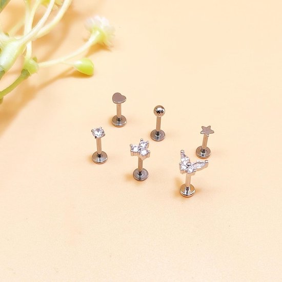 Studs 16G Rvs Monroe Tragus Helix Medusa Piercing Studs 6mm 8mm 10mm Zilver Goud Kraakbeen Sieraden — afbeelding 5