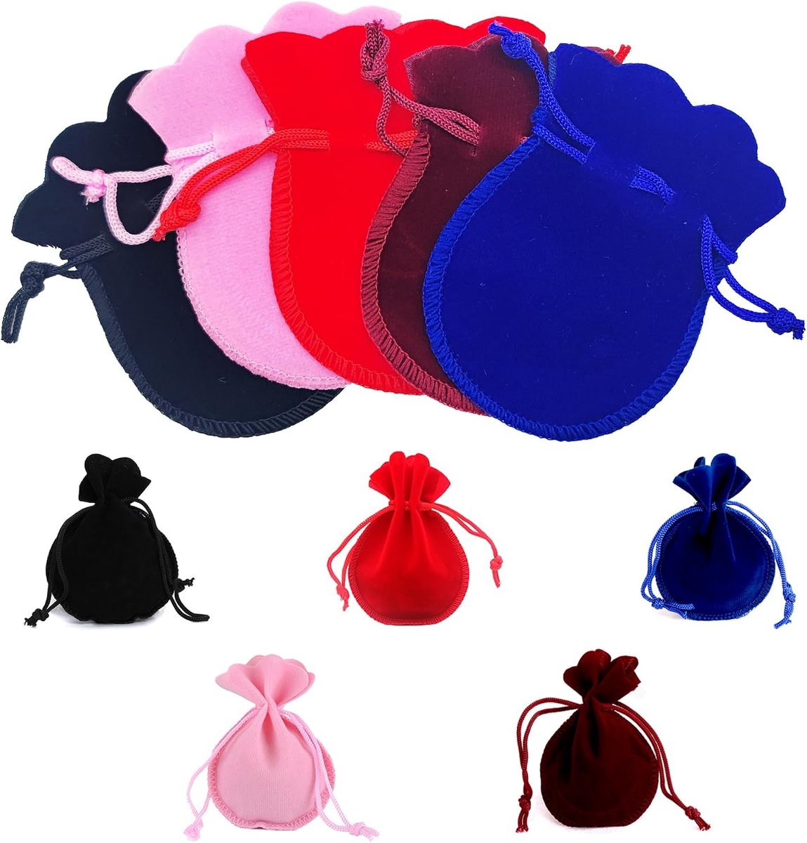 Sieradenzakjes, fluwelen zakjes met trekkoord, cadeauzakje voor doe-het-zelf snoep, geschenkzakjes voor sieraden, cadeau, feest, bruiloft, gunsten, 9 x 7 cm
