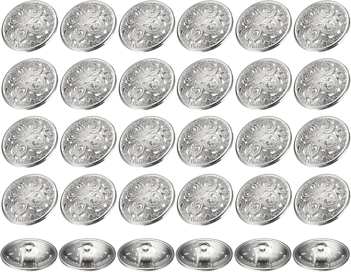 30 stuks 32L metalen ronde holle naaiknopen 20mm 4/5" zinklegering kleding handwerk reserveknop voor mannen vrouwen mantel uniform hemd pak, zilverkleurig