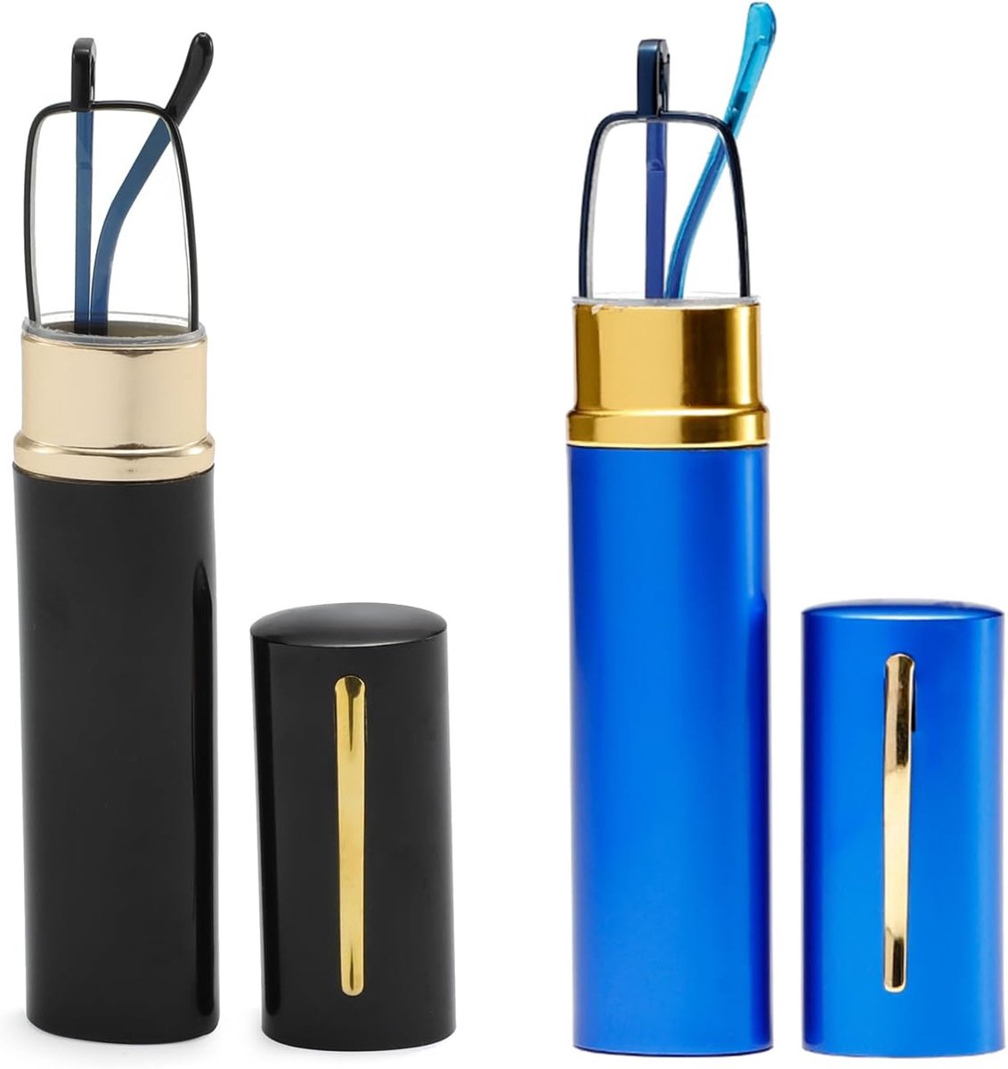 2 Pack Blauwe Lichtblokkerende Leesbril - Slim Pocket Readers met Pen Clip Case Mini Lichtgewicht Readers