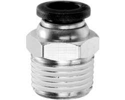 PC8-N03 Snelverbinder, mannelijk, recht, 8 mm OD-buis, 3/8 inch, NPT koperen draad voor luchtlijst, buisadapter voor industrieel luchtsysteem, zwart