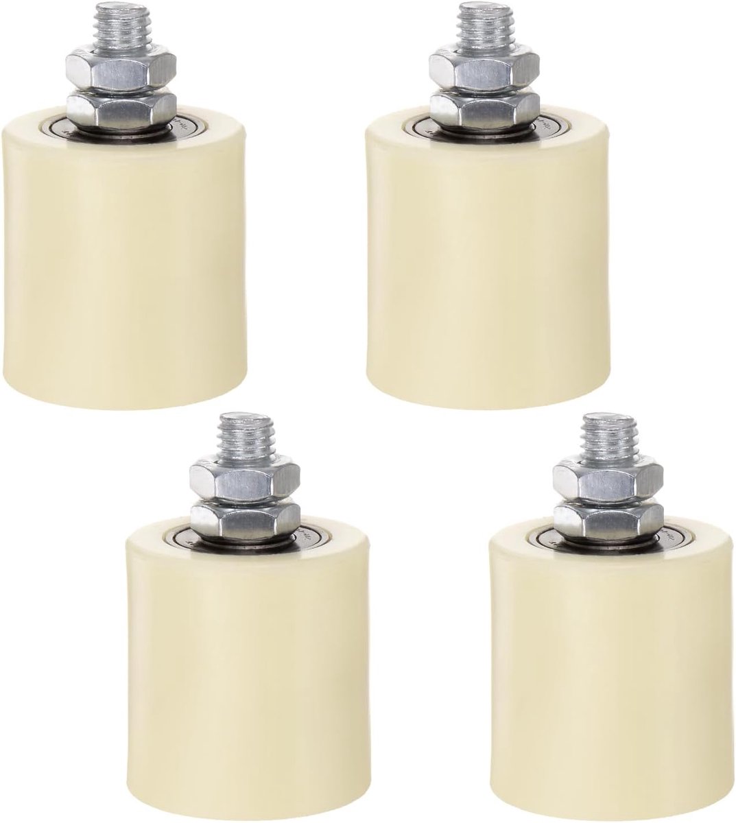 Rolrails voor schuifpoorten, 5 cm, met verstelbare wielen en L-vormige houder voor wielen op stalen rails en ronde rails, set van 4 stuks