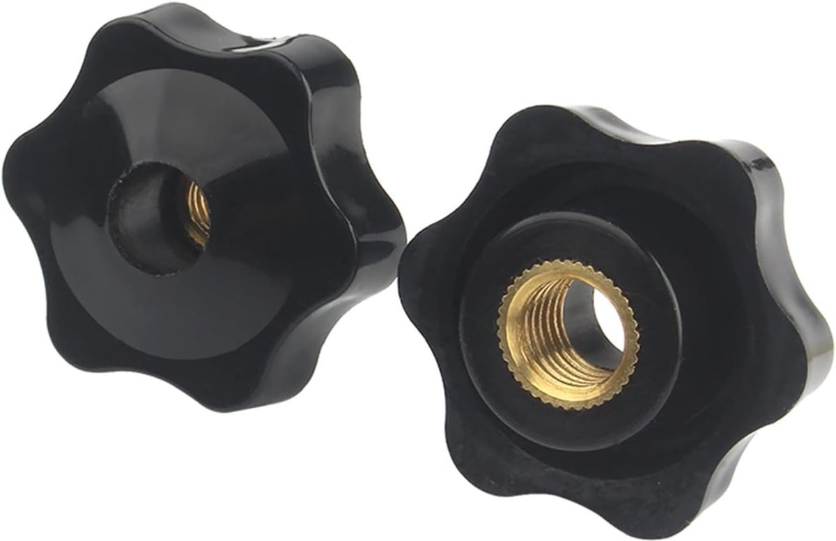 10 Pcs Ster Moeren Handvat Plastic Knurled Knop Doorgaand gat Koper | Klemschroef Kern interne draad Zeshoek Hand Handvatten M5 32mm