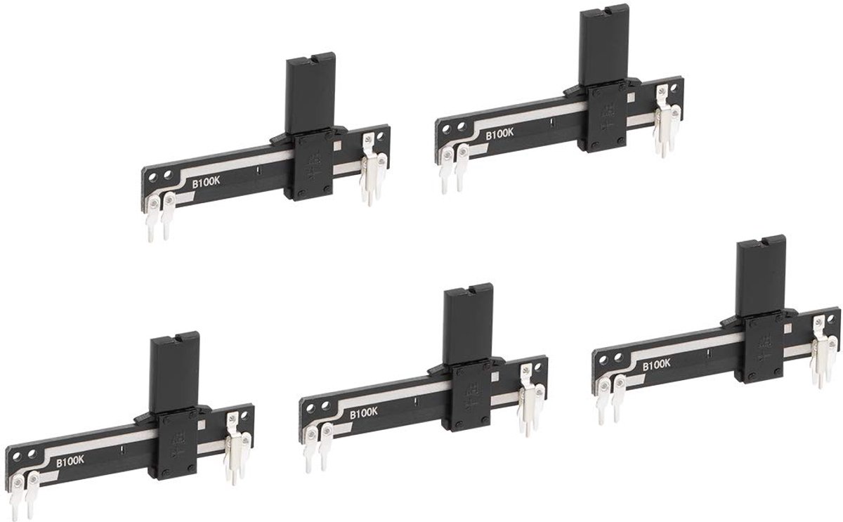 Sourcing map fader regelweerstanden menger recht schuifpotentiometer lineaire potentiometer, 50mm-B100K-5St