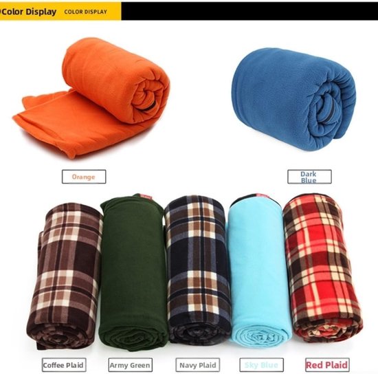 Draagbare Slaapzak Voering - Reislaken Fleece - Kamperen en Reizen - Dubbelzijdig Fleece - 16 x 30 cm - Koffie Plaid — afbeelding 2