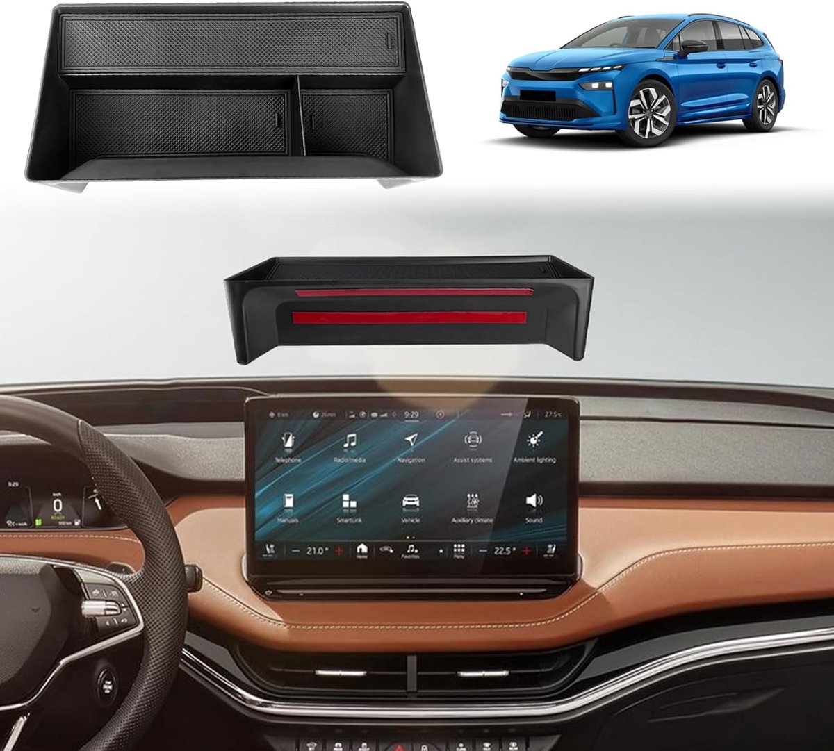 Center Console Opbergdoos Skoda Elroq - Organizer voor 13 Inch Infotainment - Extra Opbergruimte - ShopVlot