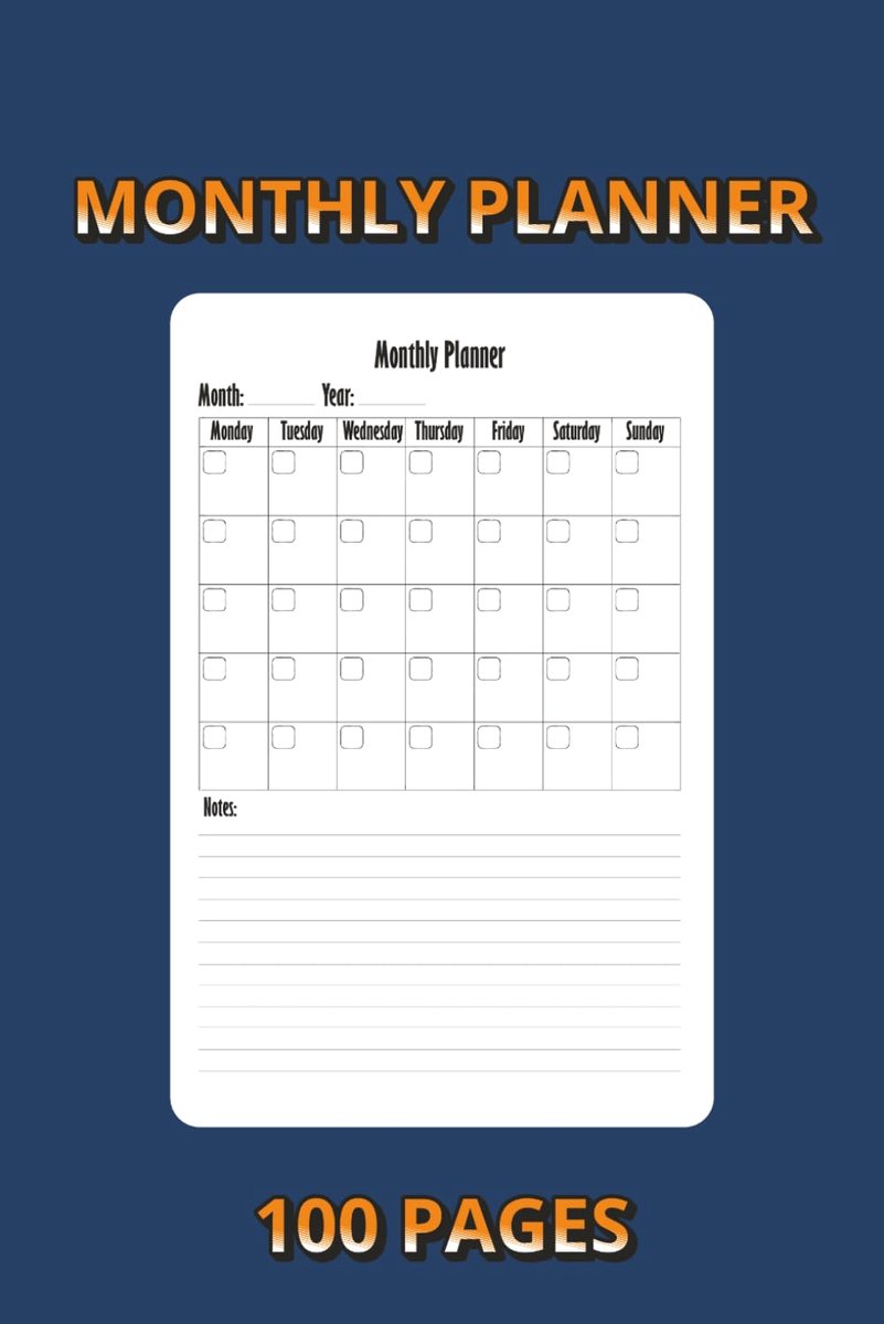 Maandplanner 100-pagina's - 6×9 inch kalender - Doelent tracker - Verhoog je productiviteit - ShopVlot