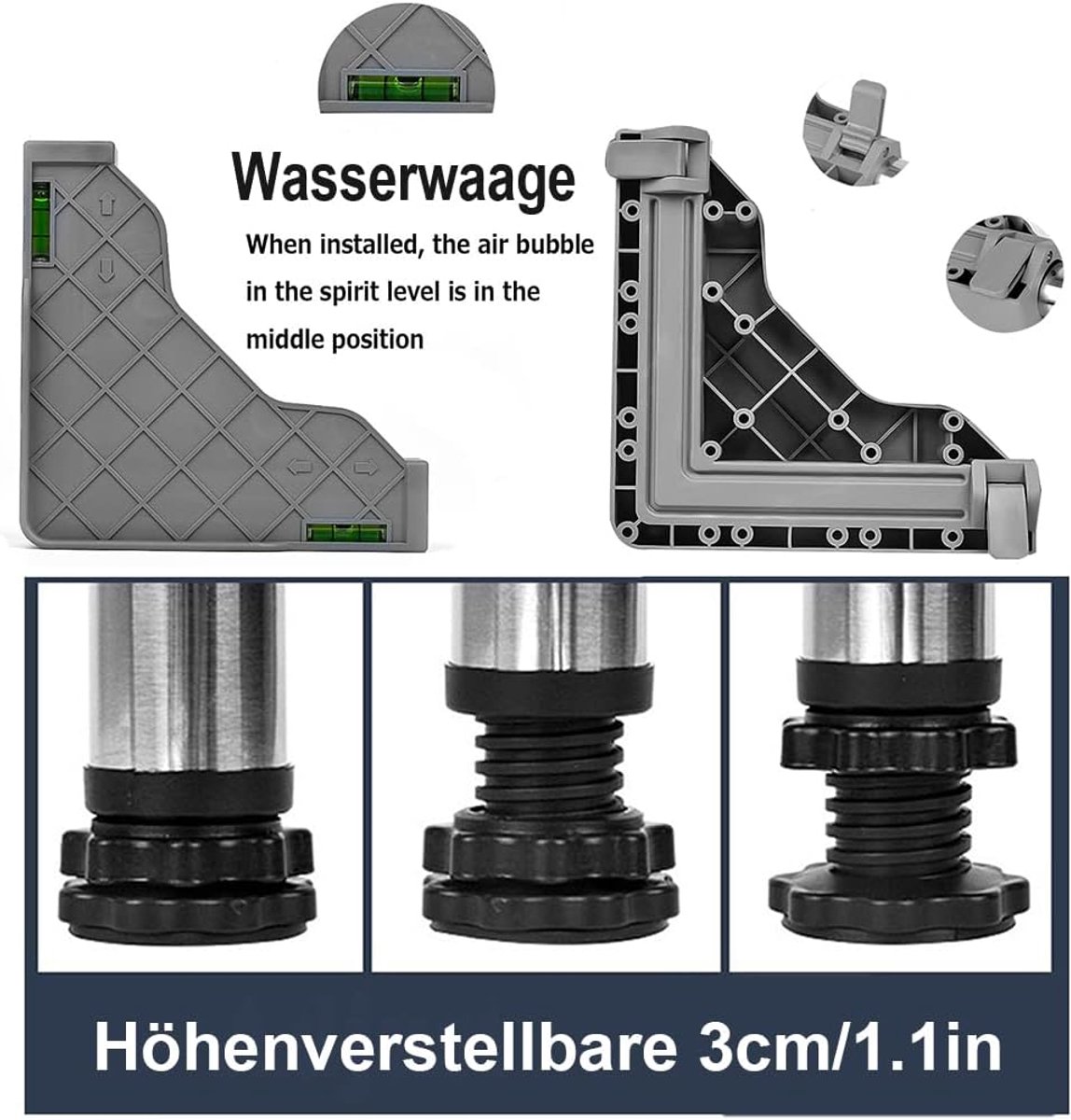 SnelShoppen - Verhoogde Wasmachine-Sokkel 14-17 cm, Verstelbare Voetjes voor Droger, Diepvrieskast, Onderframe 45-65 cm, Ideaal voor Kelder en Wasruim