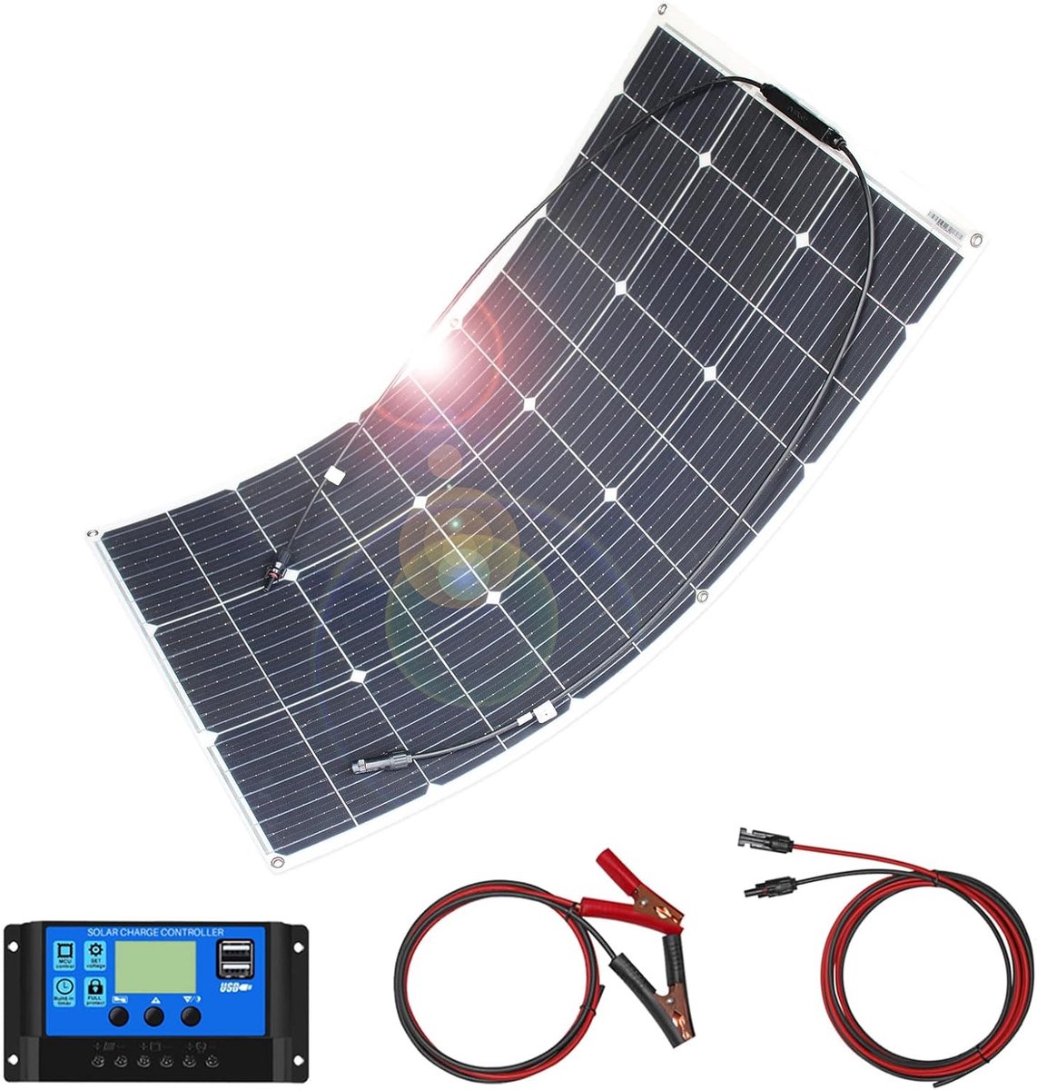 Zonnepaneel 100W - Flexibel - Hoge efficiëntie - Perfect voor kamperen - ShopVlot