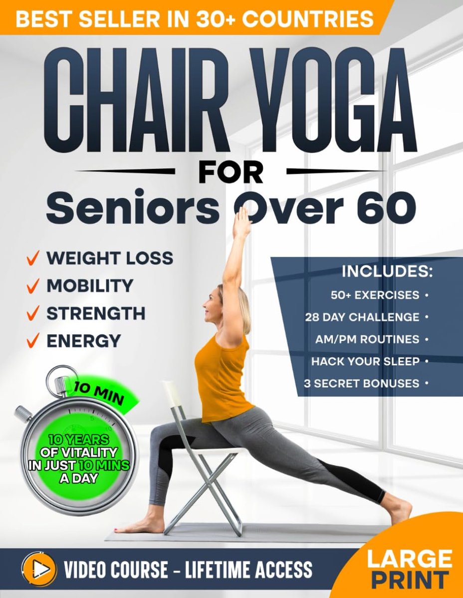 Stoelyoga voor senioren 60+ - Complete gids - Versterking en gewichtsverlies - Voel je 10 jaar jonger - ShopVlot