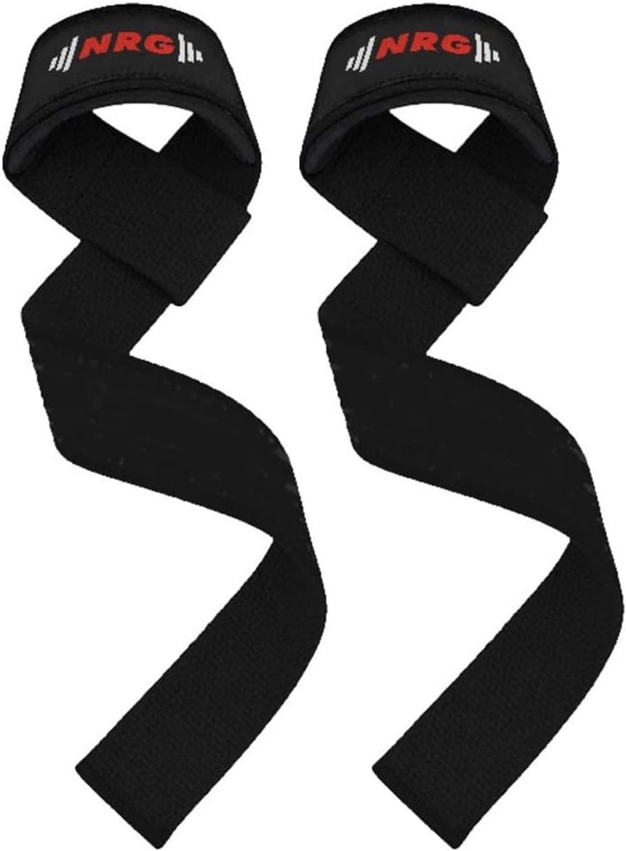Lifting straps 52 cm - zwarte katoen - Grip Flex polsvoering - ideaal voor krachttraining - ShopVlot