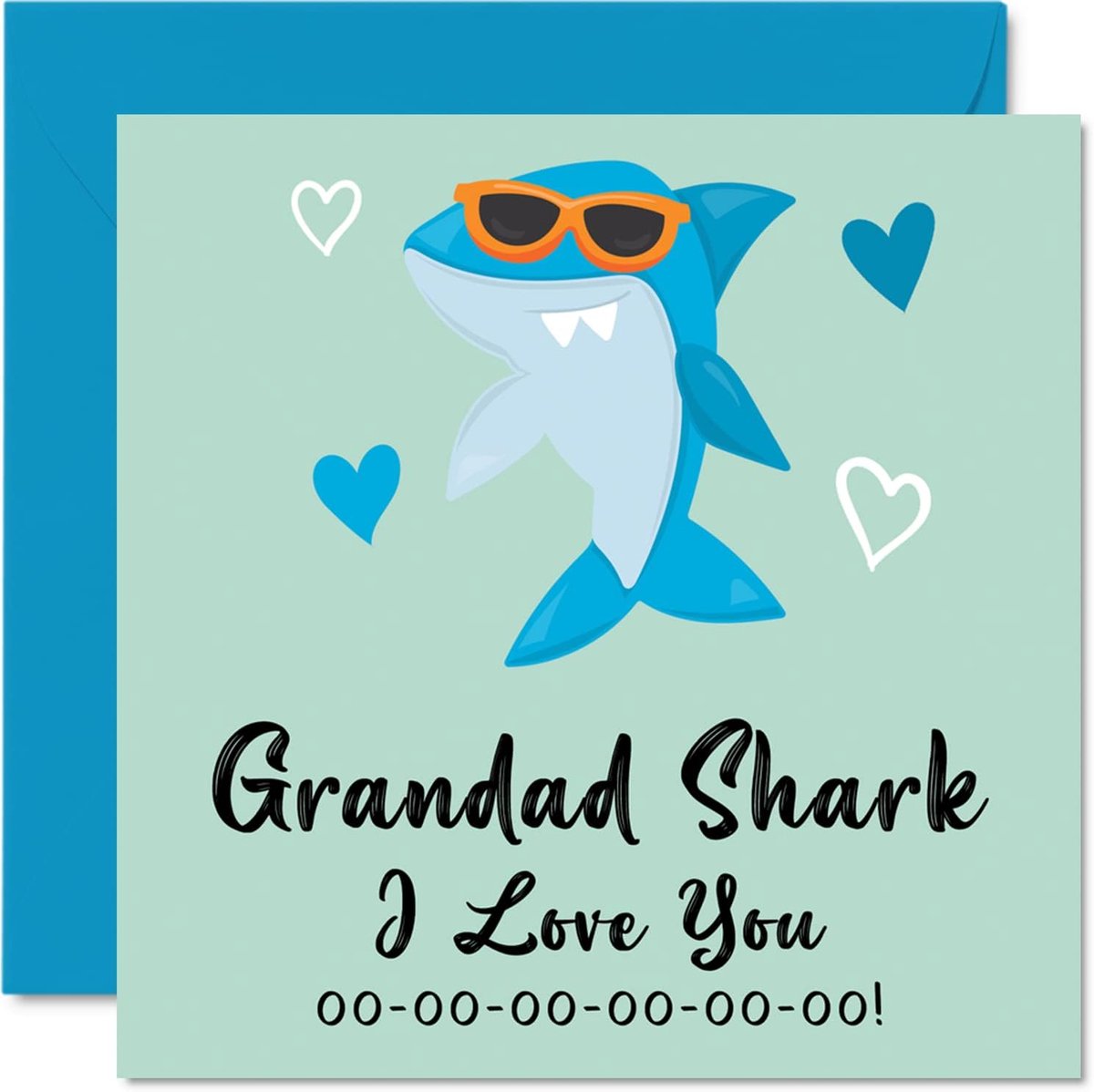 Verjaardagskaarten voor Opa - 145mm x 145mm - Grappige Opa Shark - Maak opa aan het lachen! - ShopVlot