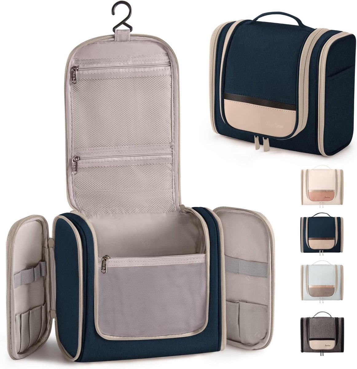 Toilettas met haak - opvouwbaar - polyester - ideaal voor korte trips - ShopVlot