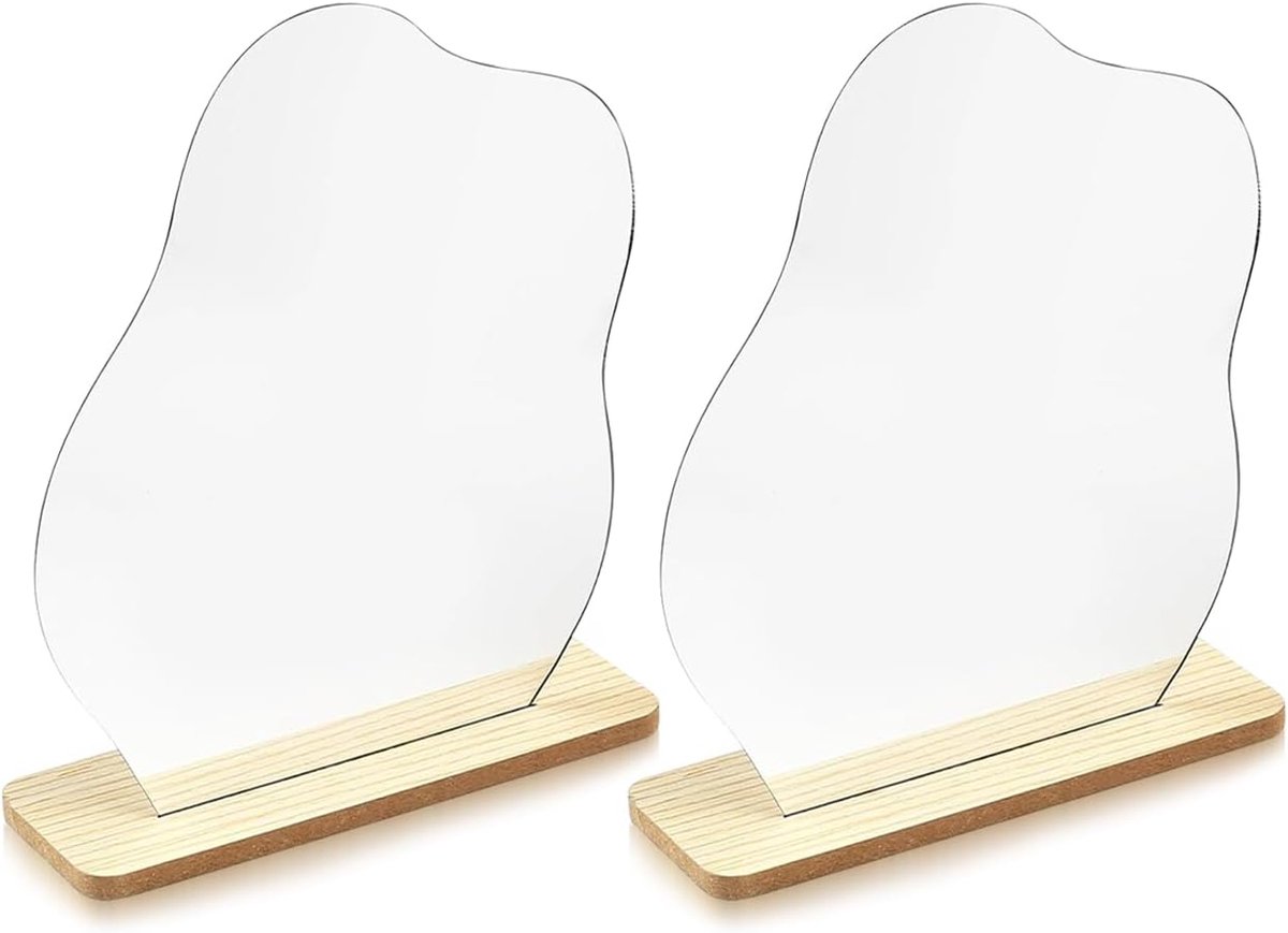 Makeup spiegels set van 2 - asymmetrische acryl spiegels - frameless decoratief - uniek design voor elke ruimte - ShopVlot