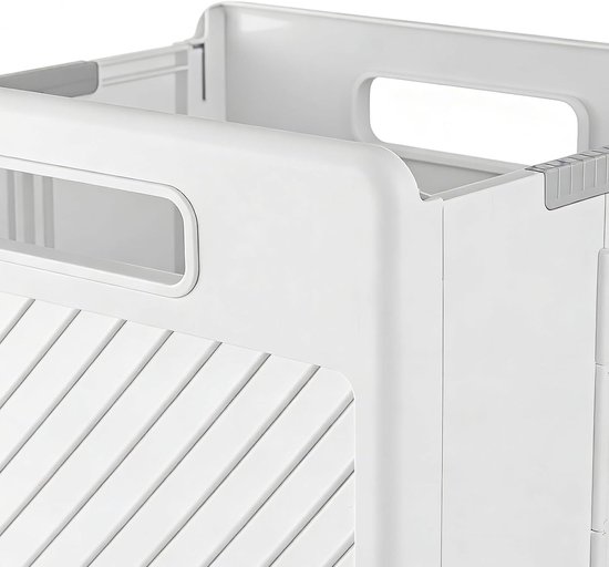 Wasmand met wielen - Opvouwbare mand - Huishoudelijke opslag - Inklapbaar rek - 45 x 34 x 7 cm - Wit — afbeelding 5