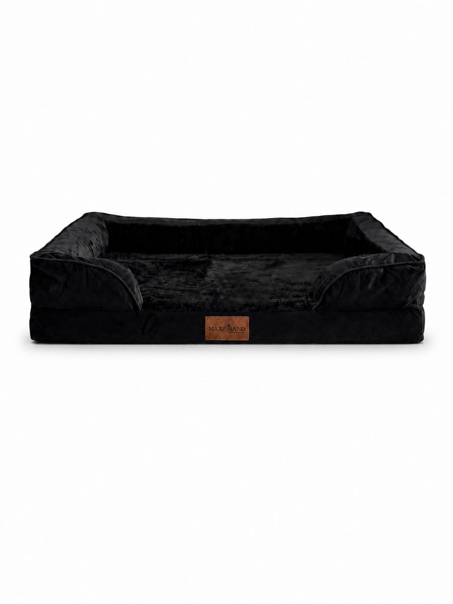 Max&Mand Orthopedische Hondenmand M 76x50x18 cm - Memory Foam Hondenbed - Hondenkussen - Wasbare Afneembare Hoes - Antislip - Zwart