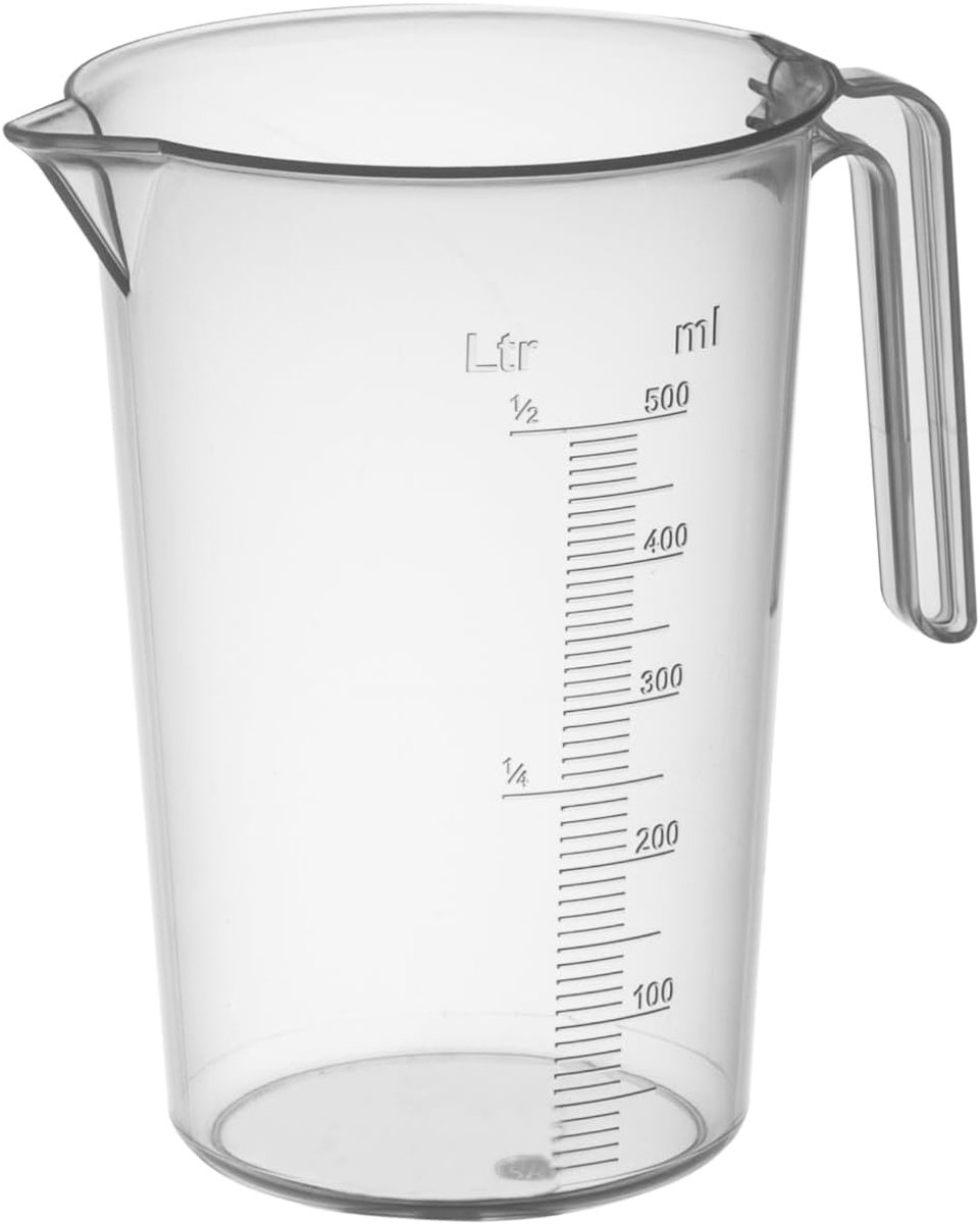 Meetbeker 0.5 l - kunststof met open handvat - voor vloeistoffen en vaste stoffen - ideaal voor nauwkeurig afmeten - ShopVlot
