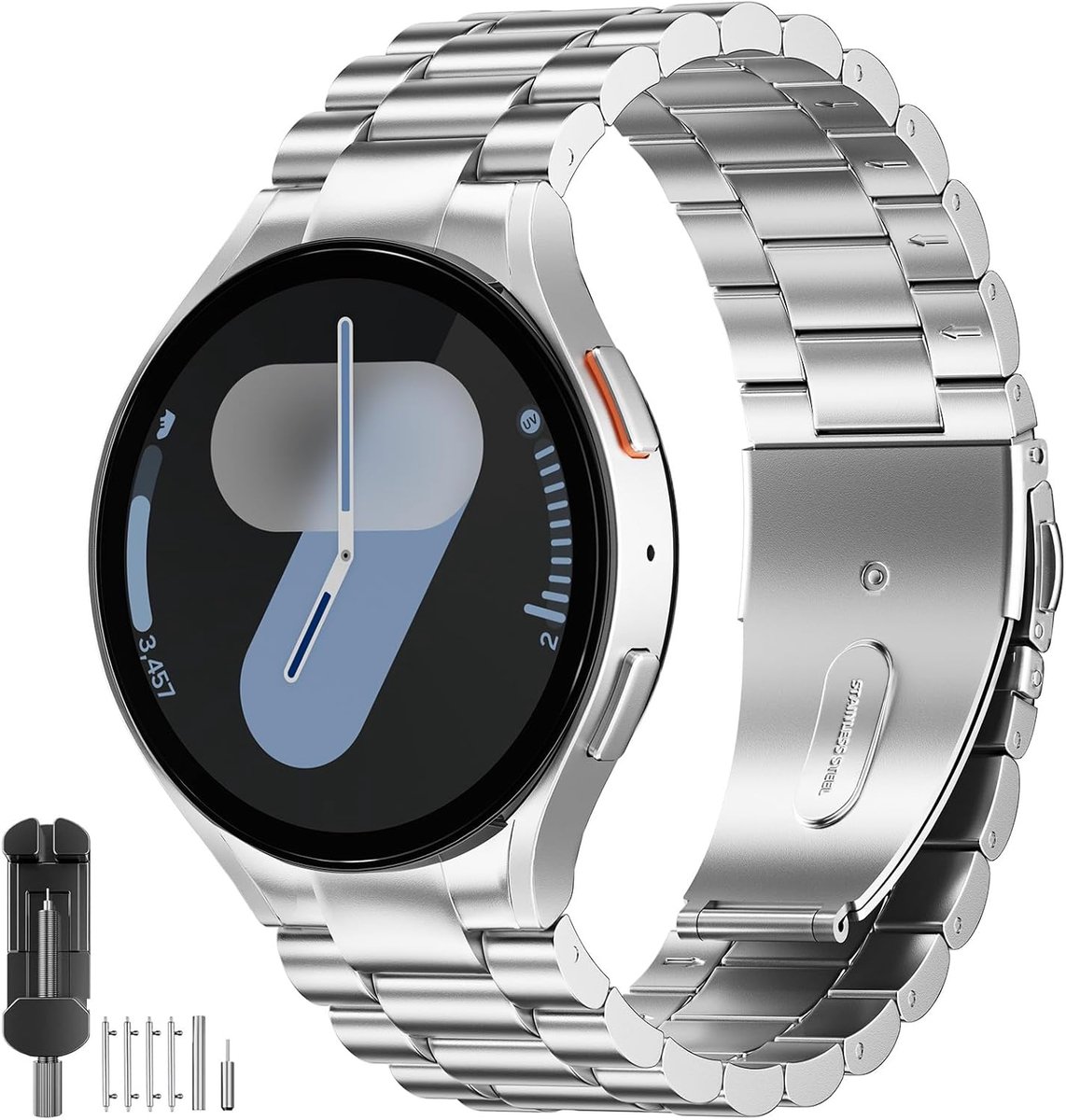 Smartwatch band 44mm/40mm - RVS met no gap strap - Stijlvol en comfortabel - Geschikt voor Galaxy Watch 7/6/5 - ShopVlot