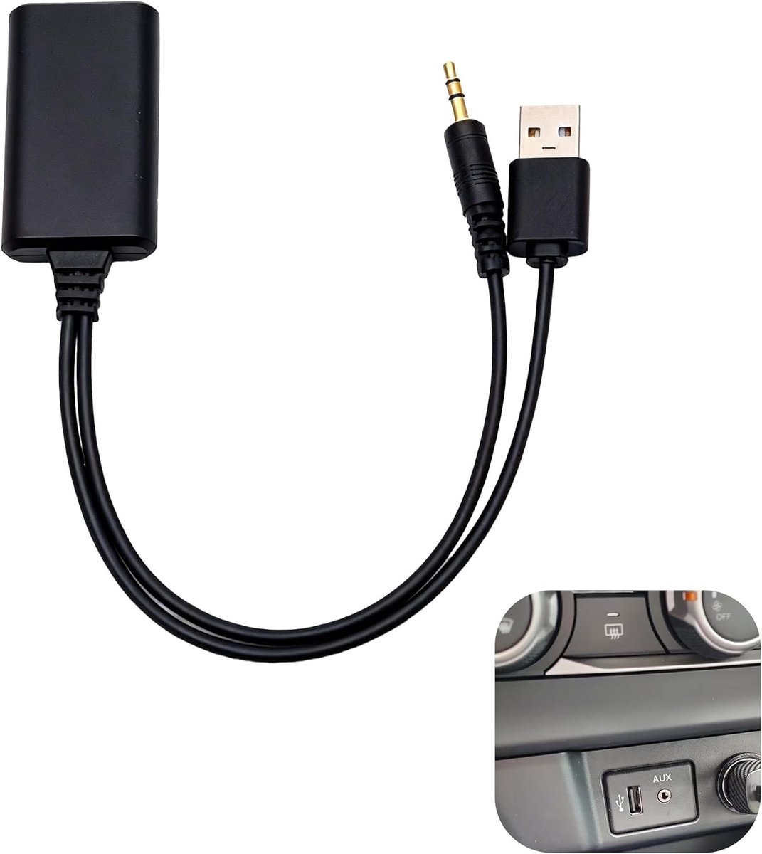 Bluetooth AUX-adapter voor auto, draadloze ontvanger, draadloze 5.0-ontvanger, draadloze ontvanger, draadloze 3,5 mm ontvanger en audiozender met Bluetooth 5.0, voor voertuigen met AUX-interface