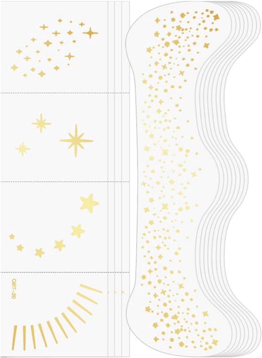 Glitter Sproeten Tatoeages - Gouden Sproeten Tijdelijke Tatoeages - Feestelijke Versiering - Waterdicht en Duurzaam - 12 Stuks - Goud