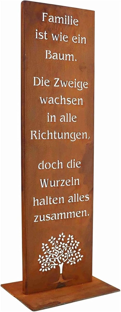Tuinbord familie - 55 cm - handgemaakt metalen bord van cortenstaal - robuust en weerbestendig - liefdevolle decoratie voor woonkamer, tuin, balkon, terras