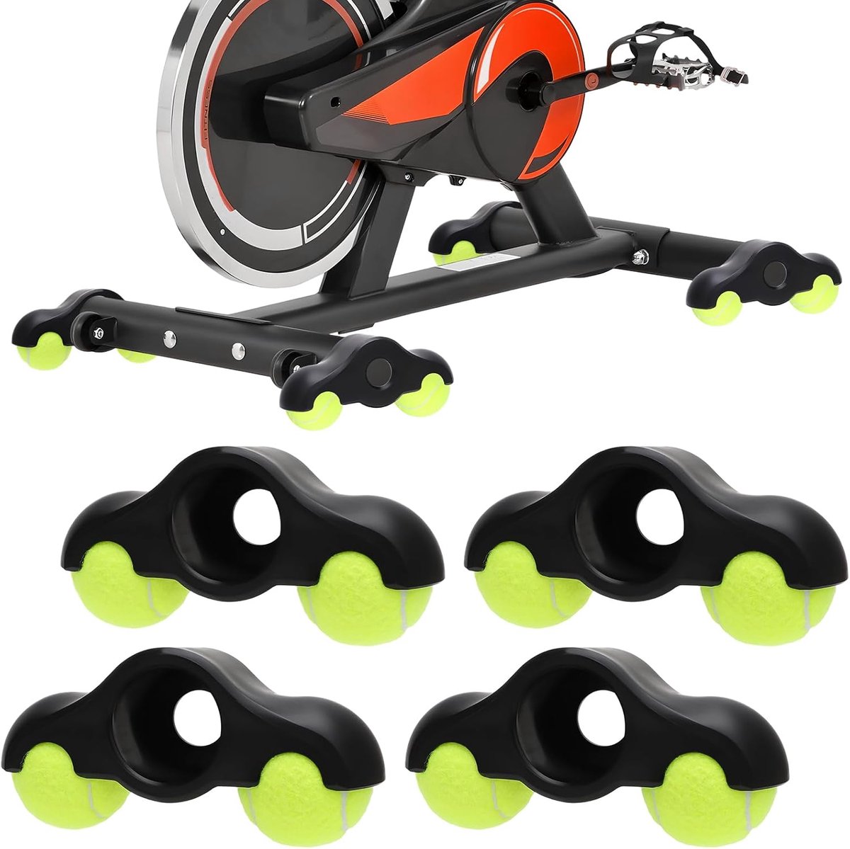 4 stuks rocker plate feet, indoor cycling snap rocker feet adapters met 8 tennisballen, wielrennen adapter, indoor cycling tennisballen voetadapter voor Wahoo Kickr Core rollentrainer