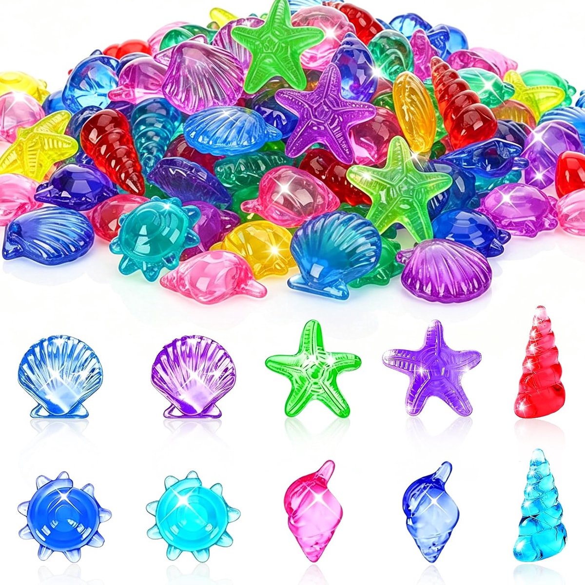 Duikspeelgoed voor kinderen, 100 stuks zwembad duikspeelgoed kinderen, duikjuweel, zwembadspeelgoed, oceaanthema, kleurrijke diamantset voor strand, schatzoektocht en duiktraining (B)