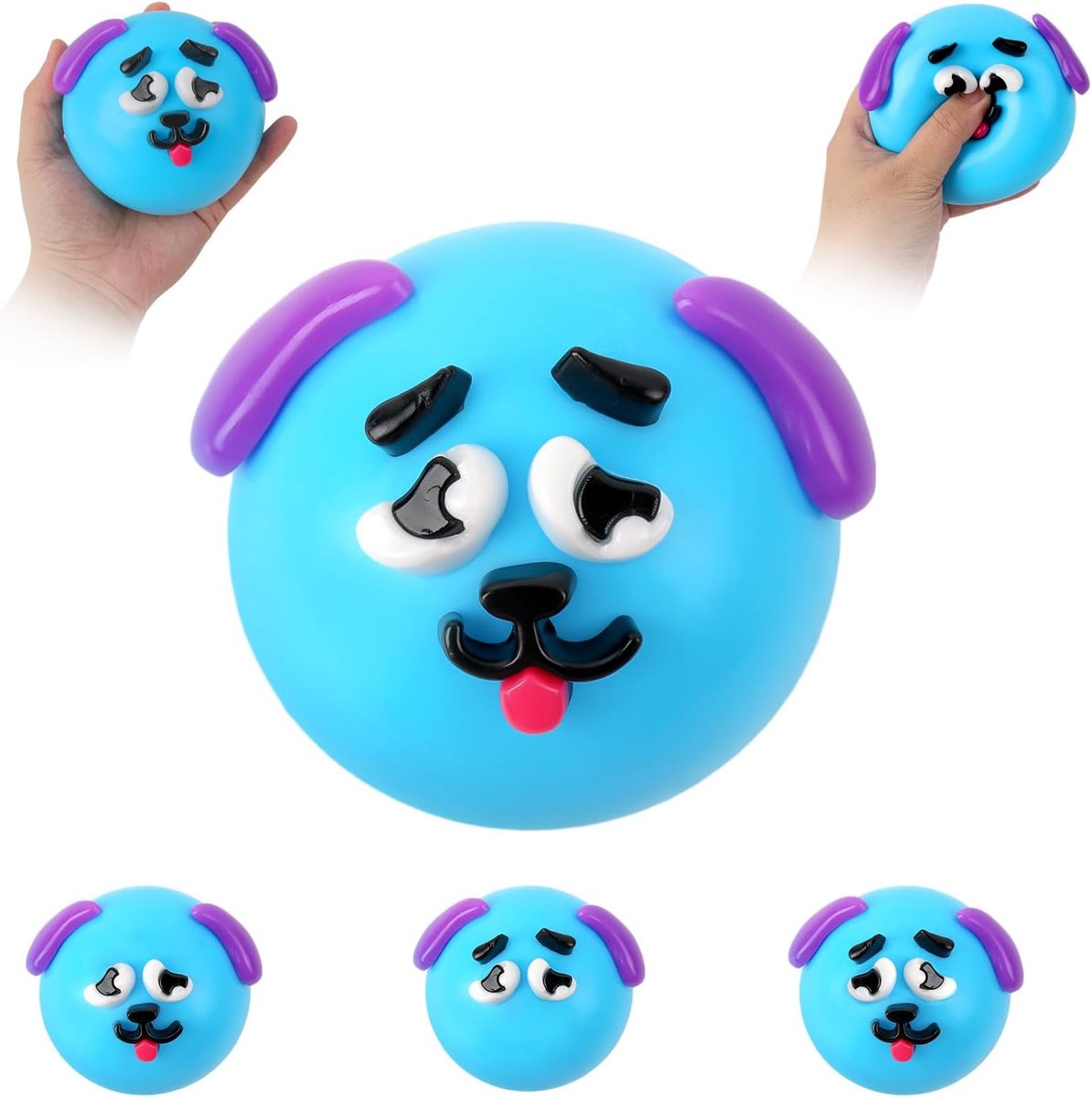 Fidget Toys, knijpspeelgoed met verwisselbare hondengezichten, langzaam stijgende stressbal voor volwassenen en kinderen, stressvermindering, angstoplosser, anti-stress speelgoed, cadeau