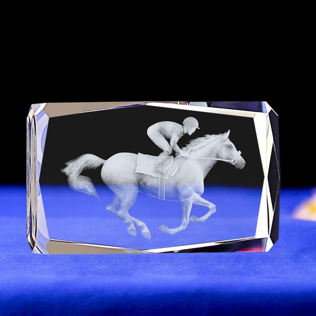 3D Laser K9 Crystal Ride Paard Ornament Figuur Cadeau Ideeën, Huisdecoratie Paard Cadeau Ideeën voor Paardenliefhebbers Vriendin Vrouw Moeder Koppels, Jubileum Valentijnsdag Verjaardag