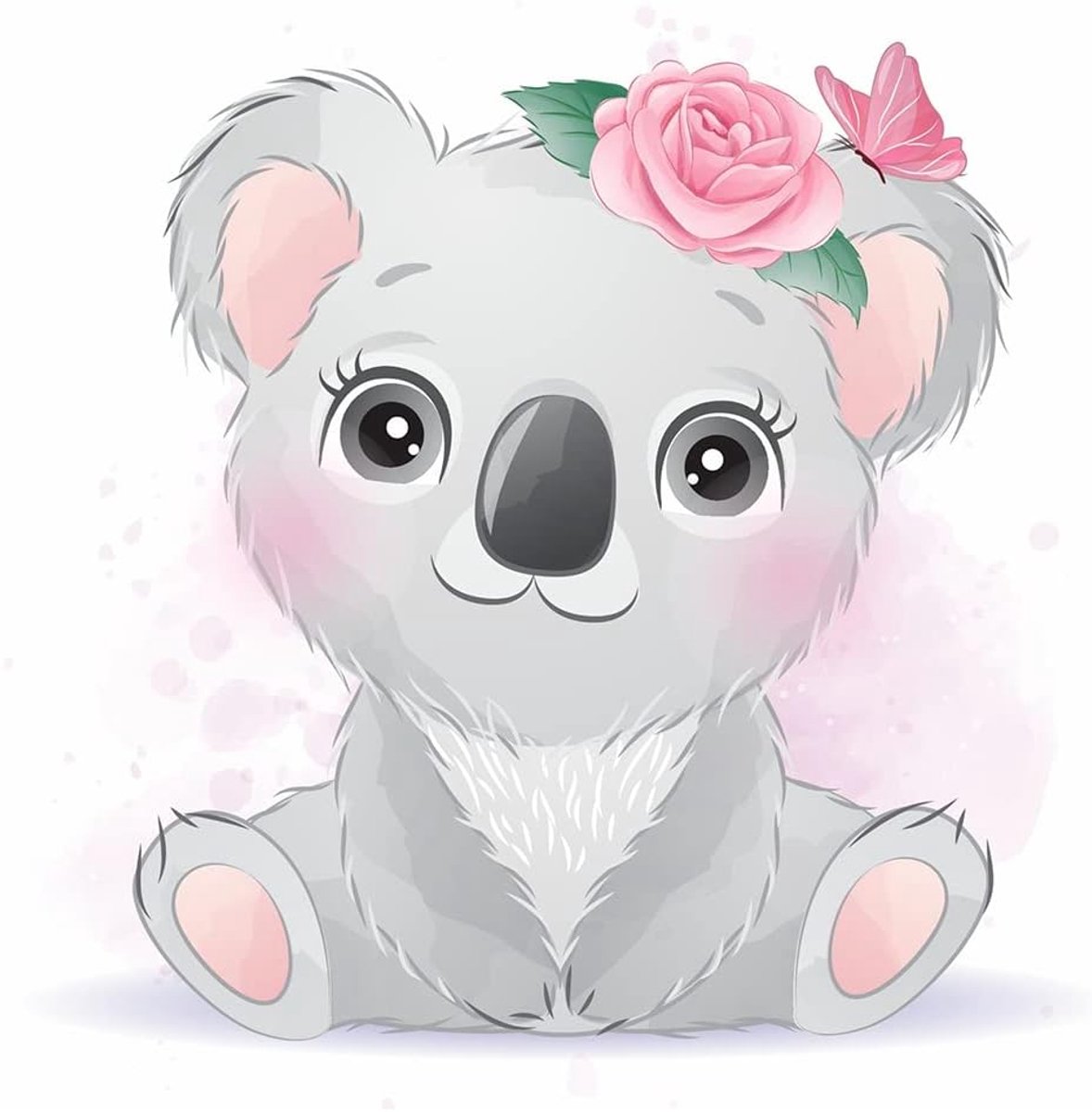 5D DIY Ronde Diamond Painting Kit Complet, Dessin Animé Animaux Broderie Point de Croix Loisirs Creatifs Volwassen voor Maison Bureau Décoration Koala Bébé Avec Couronne de Fleurs