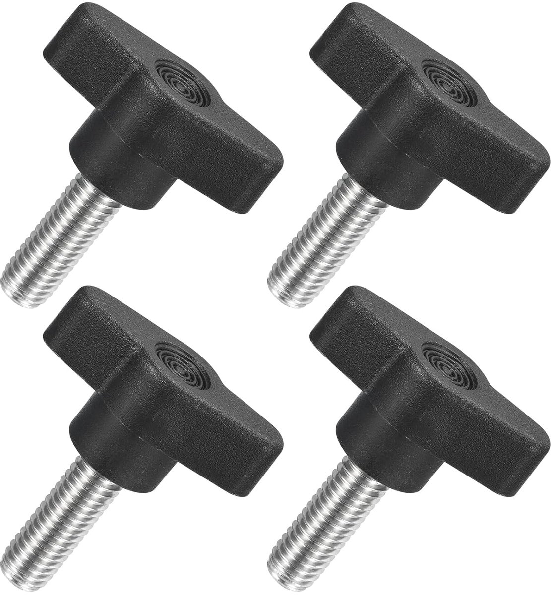 4 stuks T-vleugelgrepen met vlinder, spanknop schroef M8 x 25 mm buitendraad schroeven roestvrij staal 304 handvat 36 mm diameter voor reservegreep, zwart