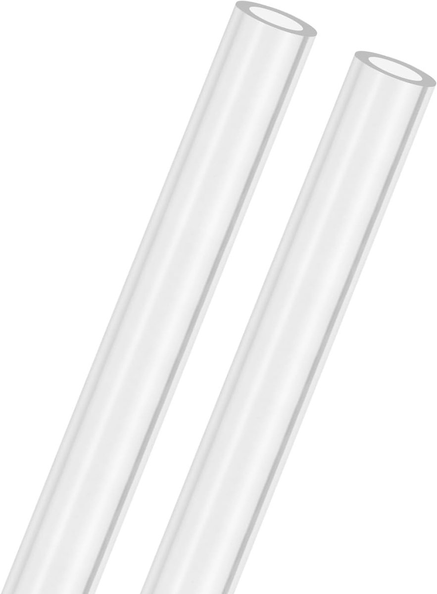 METERXITY 2-pack duidelijke stijve acryl buis, 8 mm [0,31 inch] ID x 12 mm [0,47 inch] OD kunststof ronde buis voor waterkoelsysteem/lampen/fonteinen/aquaria/displaystandaard, acrylslang [305mm/12IN