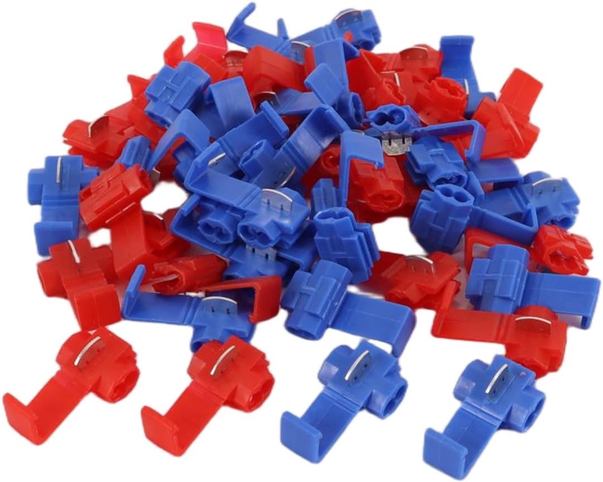 Elektrische klemverdeling, draadklemmen (25 rood, 25 blauw)