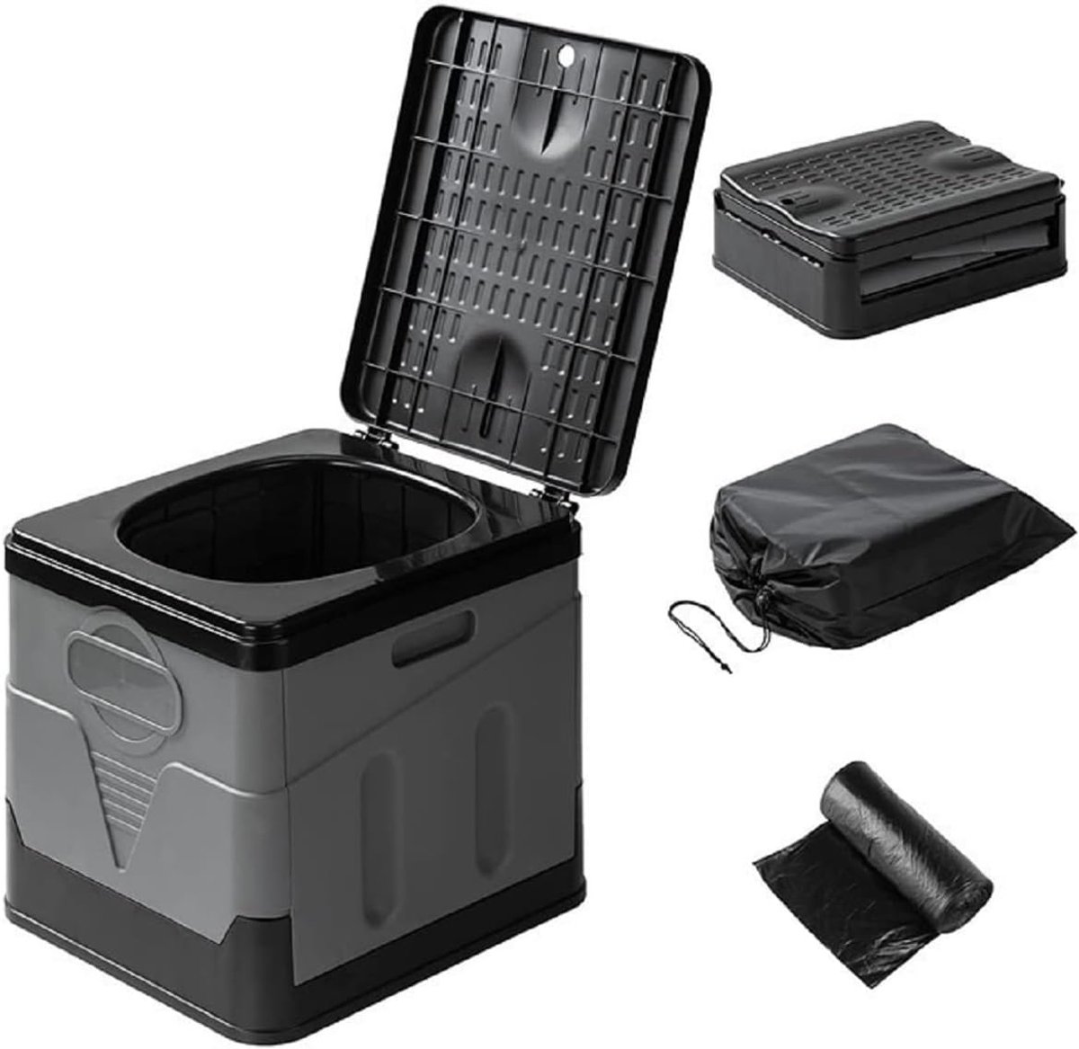 toilet camping toilet met deksel mobiel toilet met deksel split toilet buiten of binnen draagbaar toilet (grijs)