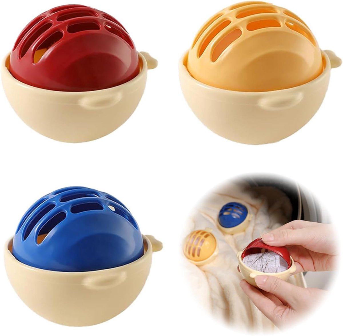 3 stuks dierenhaarverwijderaar, wasmachine, wasballen, anti-pluisballen, wasmachine, haarvanger, kattenhaarverwijderaar voor verwijdering, dierenharen, pluisjes, herbruikbaar