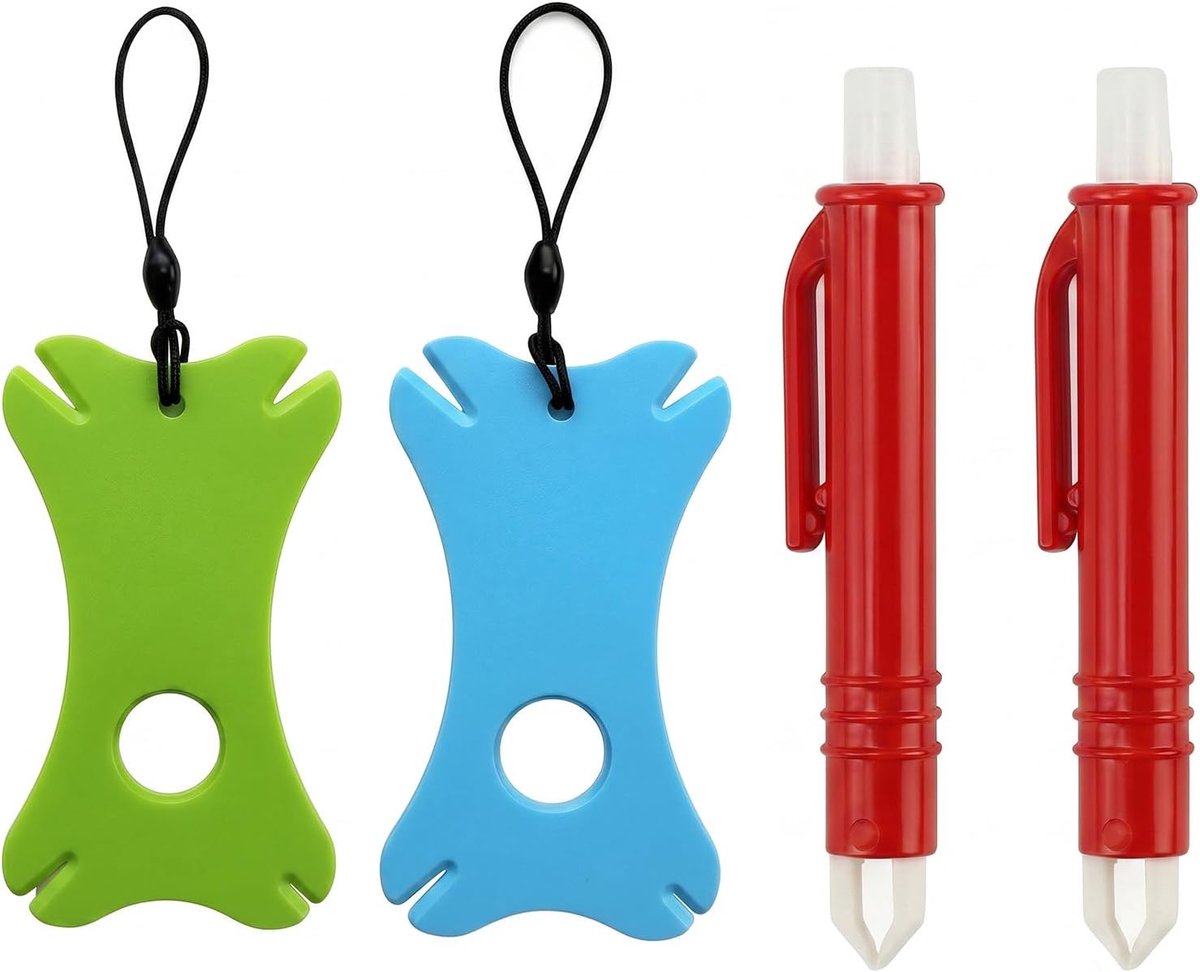 Anti-tekenkaartset met vergrootglas en pincet, 4 stuks: 2 kaarten (1 blauw, 1 groen) + 2 rode potloodklemmen Tekenverwijderaar voor mensen en huisdieren, eenvoudig en veilig te gebruiken