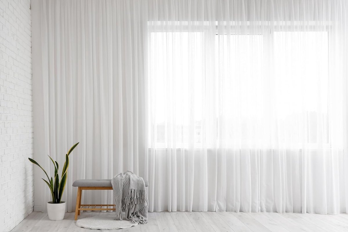 Gordijnen, halfdoorzichtig, met plooiband en Store, voile, loodband-sluiting, wit, (h x b) 140 x 150 cm
