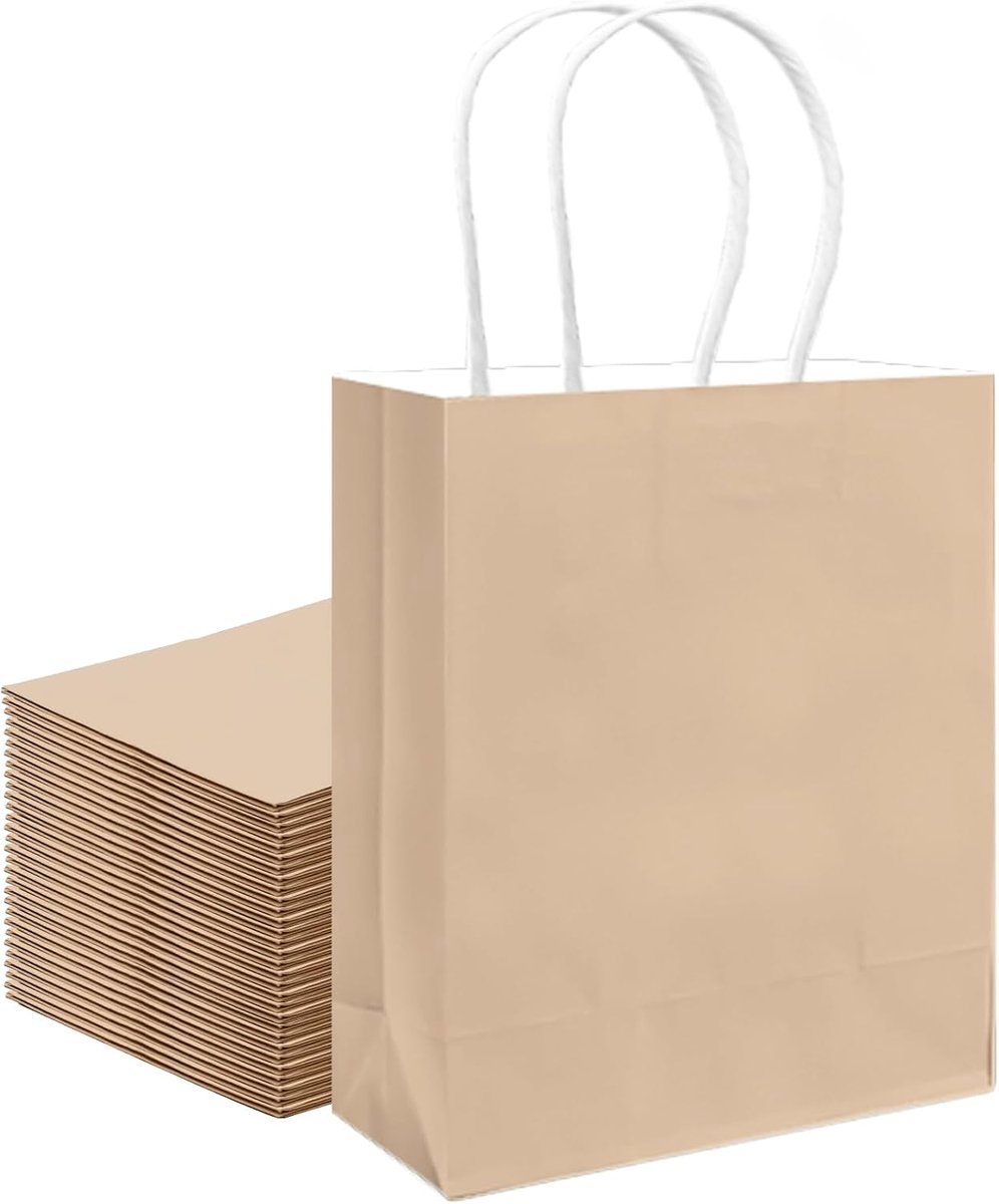 24STK Middelgrote Cadeauzakje met Handvatten Bulk 21x11x27.3cm Cadeauzakjes Amandel Geel Zakken Meerdere Gebruiken (8.3x4.3x11 Inch)