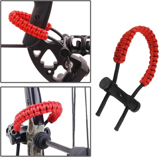 Adjustable Durable Braided Cord Rope Compound Bow Wrist Sling Suitable For Compound Bow Archery Shooting Target Hunting Accessory, Red — afbeelding 5