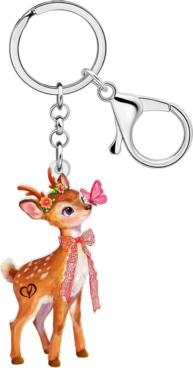Acryl Fawn Sika Herten Sleutelhanger, Auto Sleutelhanger Accessoires Portemonnee Rugzak Tas Charms voor Handtassen Herten Geschenken voor Vrouwen