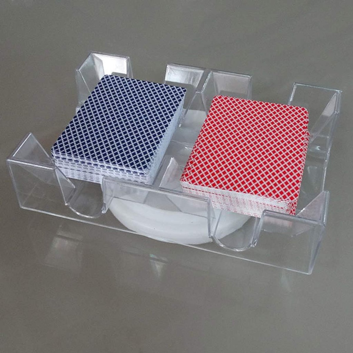 2/6 Dek Transparante Poker Card Box PC Speelkaart Stand met Roterende Lade Casino Party Board Game Props