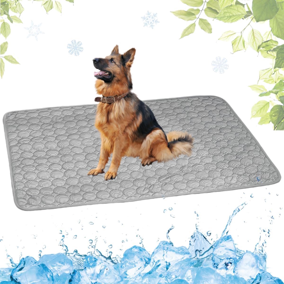 Koelmat voor Hond, Zelfkoel Hondenmat, Kat Koelmat, Niet-toxisch Huisdier Zelfkoelende Pad, Wasbaar Hondenkoelmat voor Honden en Katten in Hete Zomer Ontspannen(Grijs,70x100cm)