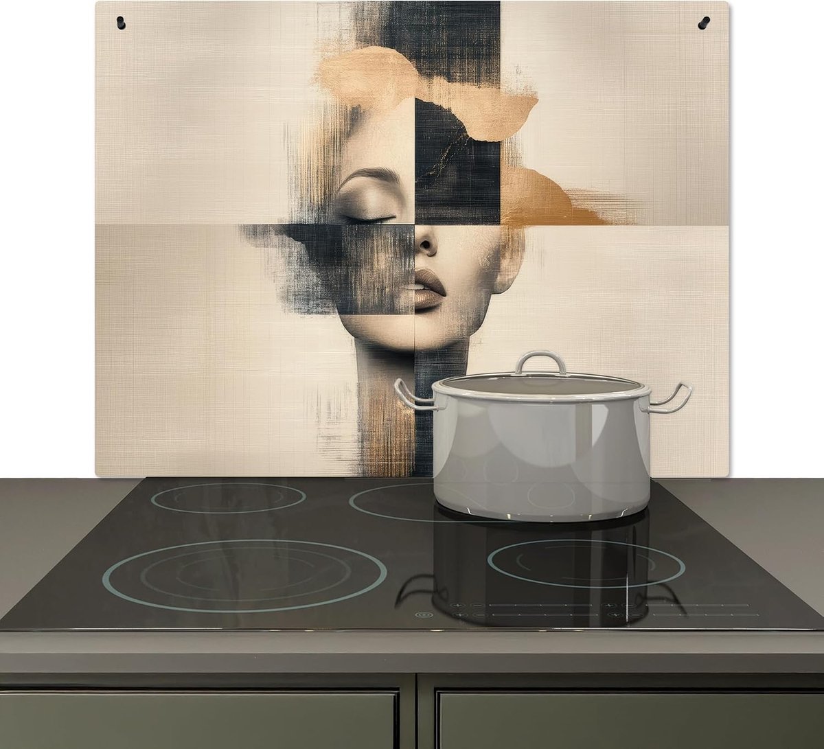 Spatscherm Keuken 52.2x80.2 cm Kookplaat Achterwand Beschermer Muur Spatwand Fornuis Aluminium Hittebestendig - Goud - Vrouw - Rechthoeken